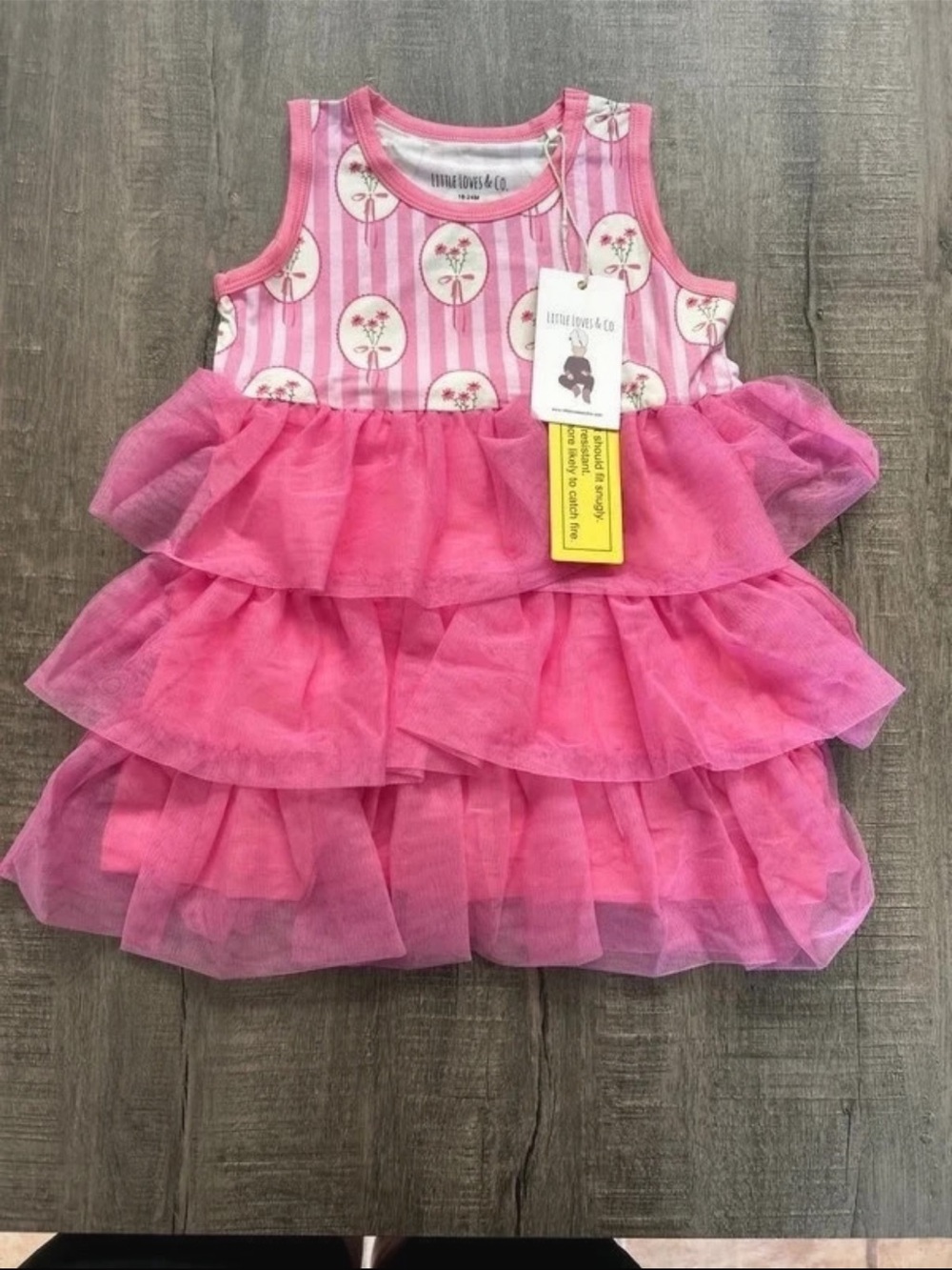 Pink Tiered Bamboo Tulle Dress for Girls by